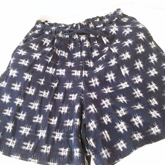 Vintage 90s Carole Little Sport Ikat Shorts Ladies-6 Pockets Drawstring Navy - Picture 6 of 9